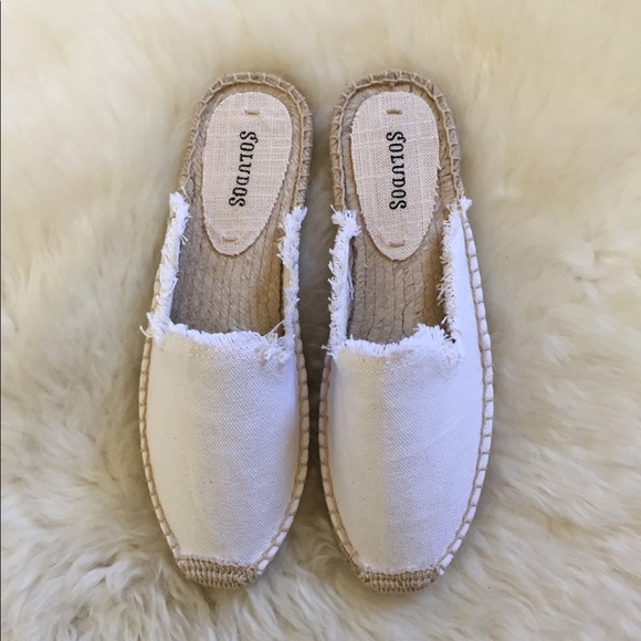 Soludos Frayed White Espadrille Loafer Mules - Picture 7 of 7